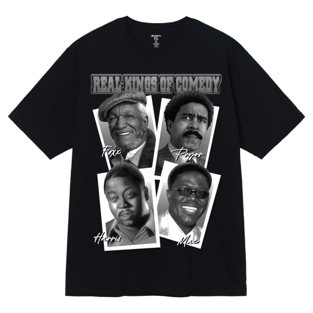 Black Graphic T-Shirt with Comedy Legends